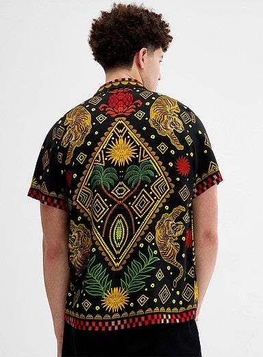 S26 Kuwalla tiger black beach shirt