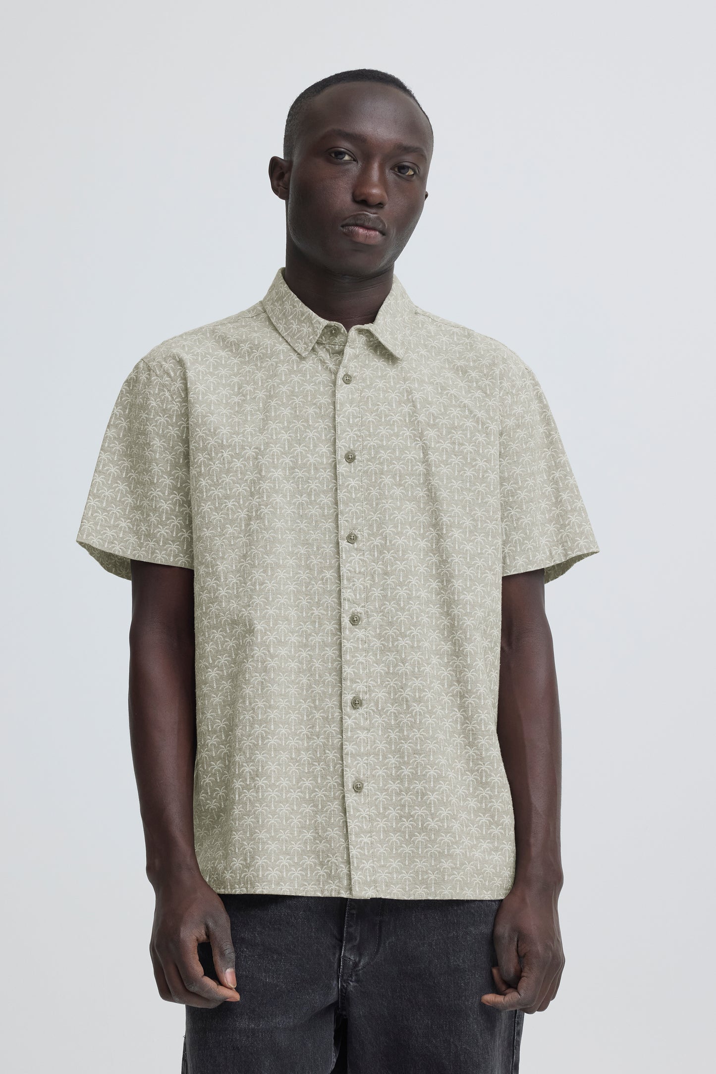 S26 blend bhaban palm tree print sport shirt