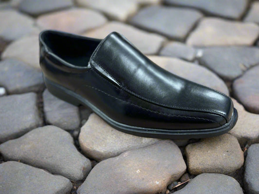 Alpha & steel black slip on shoe