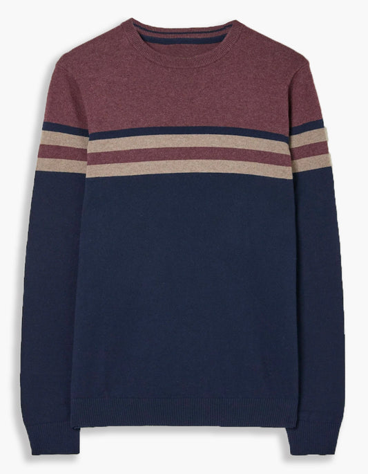 Lois Wallace plum/beige/navy strip sweater