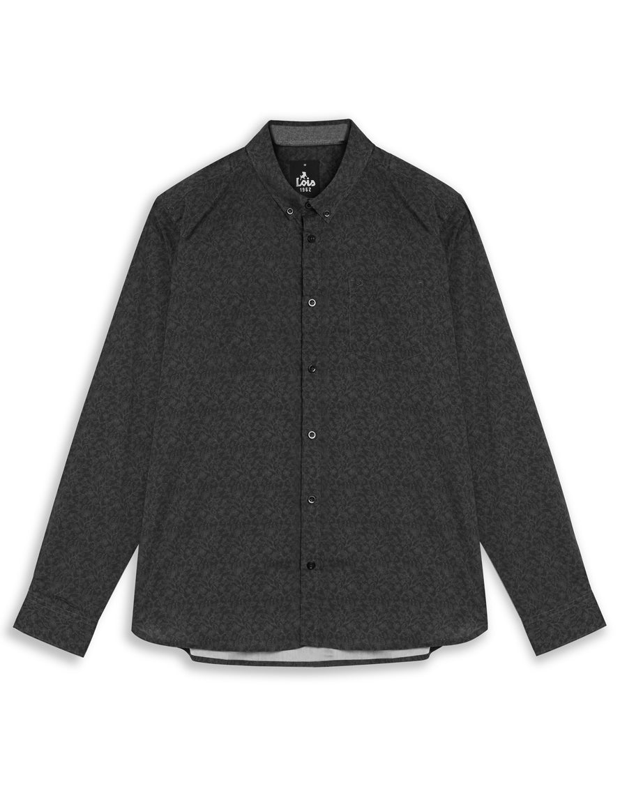 Lois 1277 deep olive with blue leaves sport shirt