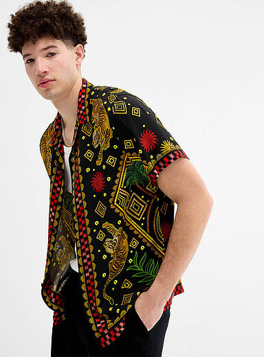 S26 Kuwalla tiger black beach shirt