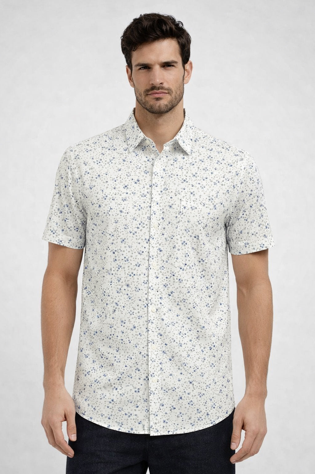 S26 Lois 1331 s/s 01 off white print sport shirts