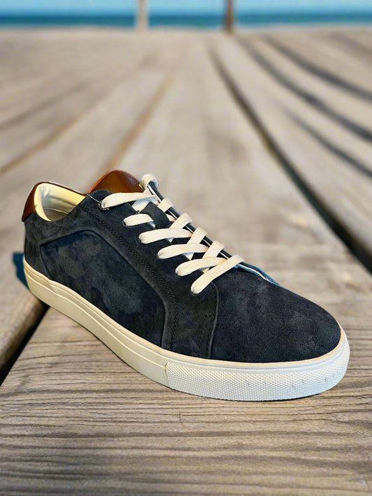 Alpha Steele blue suede lace up runner