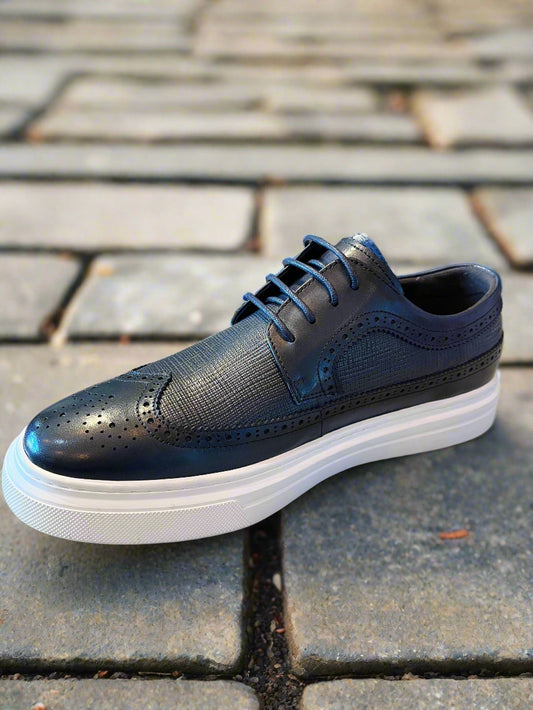 Alpha and Steele navy with white soul lace up runner
