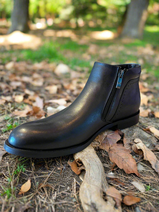 Alpha and steel black dual zip boot