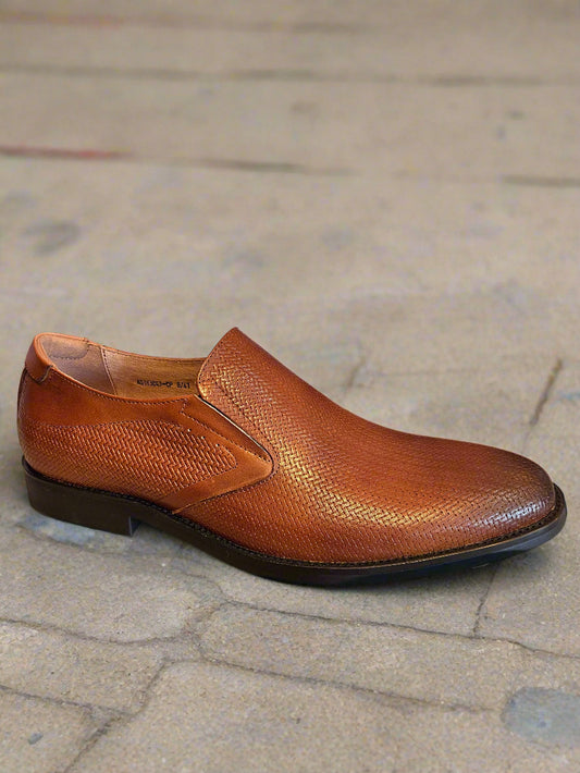 Alpha and Steele cognac leather slip on