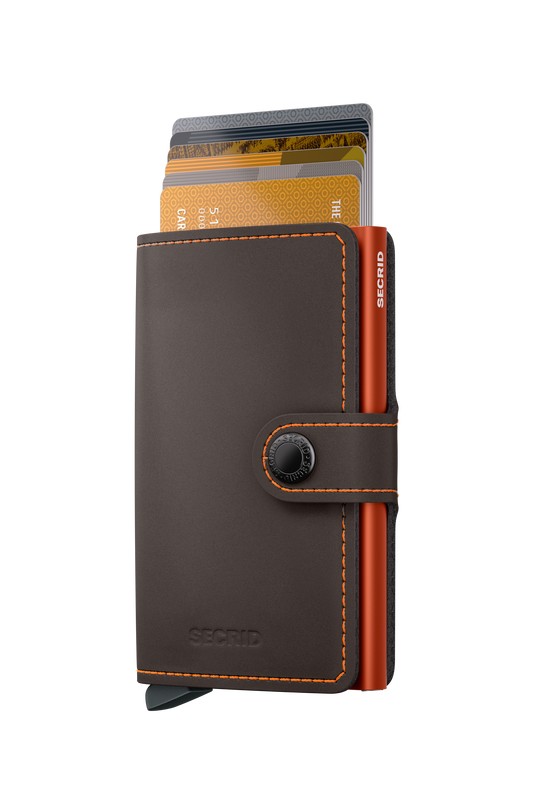 Secrid wallet mm matte truffle & orange