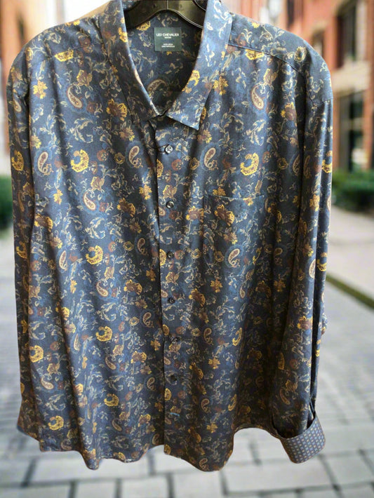 Leo Chevalier hidden button long sleeve sport shirt